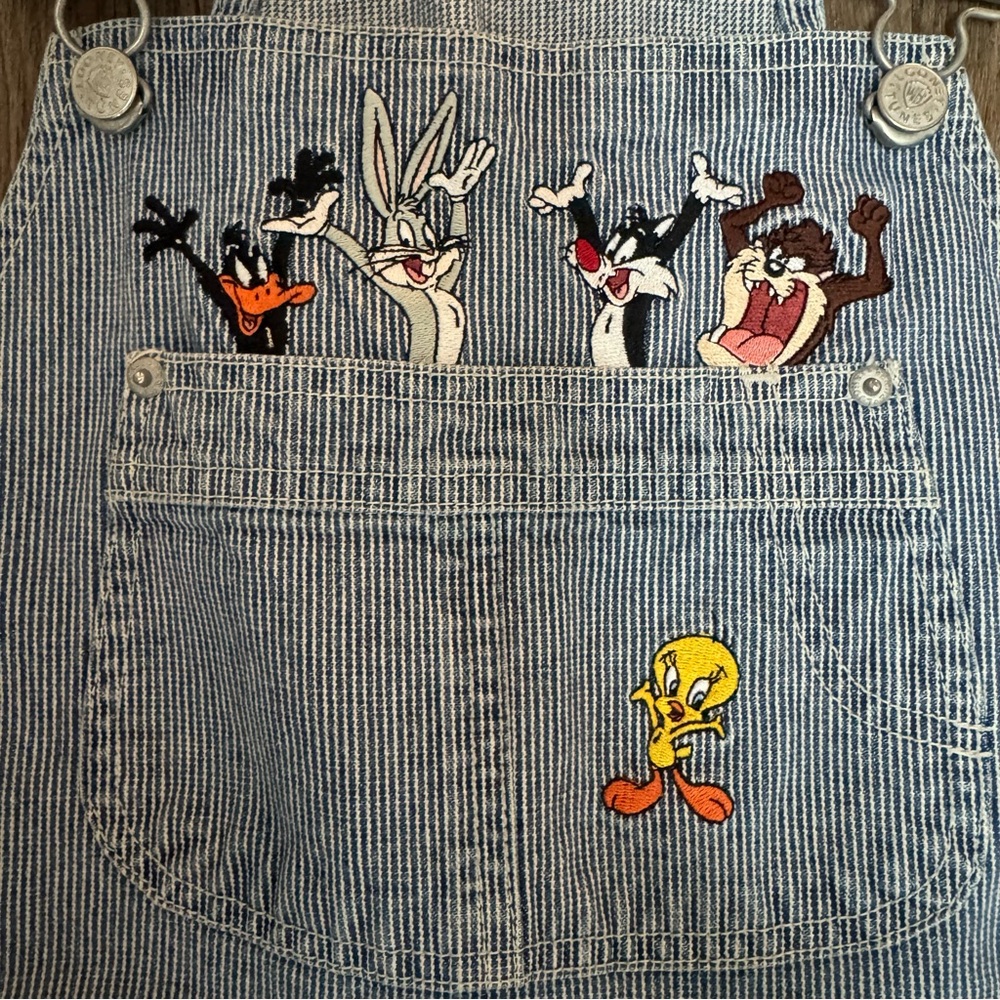 Vintage Warner Bros Studio Store Looney Tunes Overalls Short Size Medium - Picture 3 of 10